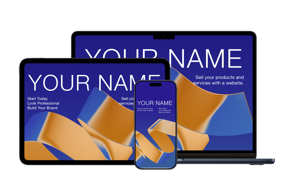 Laptop tablet and phone showing example of website for your name company or organisation